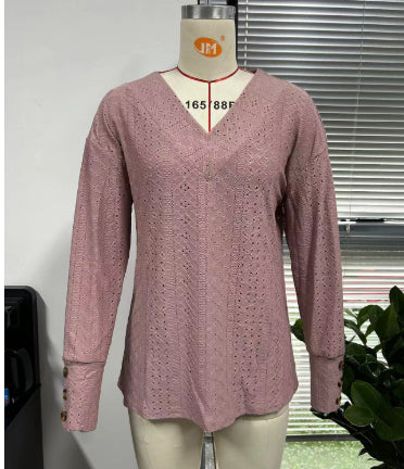 Casual Long Cufflinks Hollow Out Lace Hollow Out Shirt