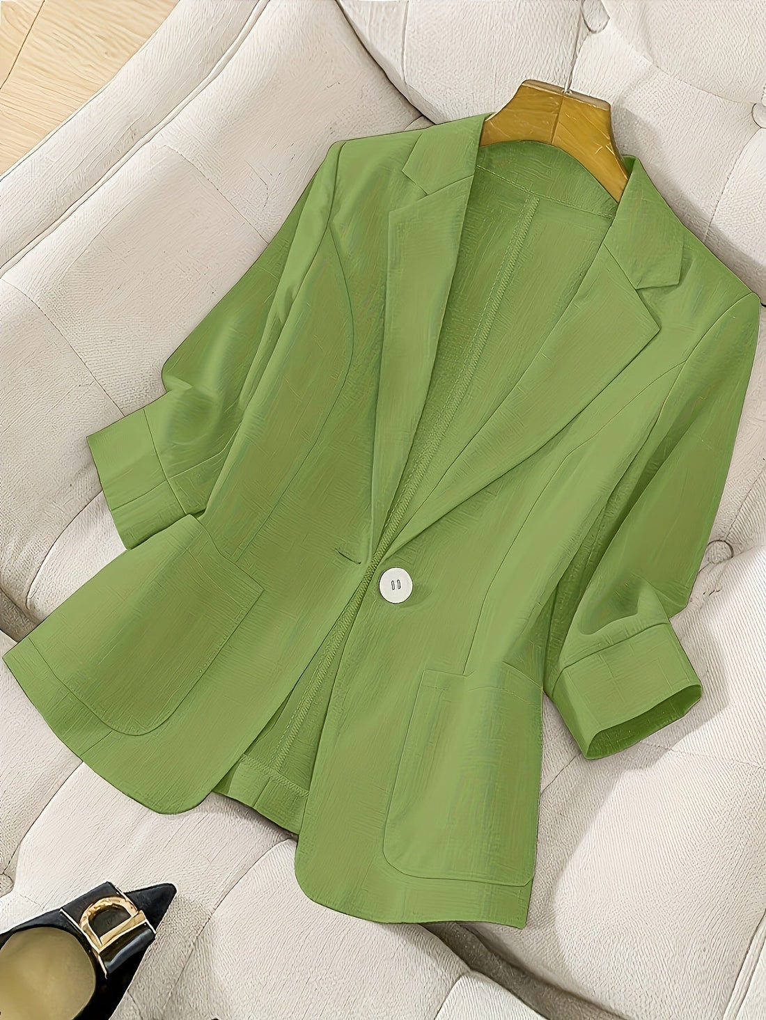 Women's Three-Quarter Sleeve Single-Button Casual Blazer - Image 6