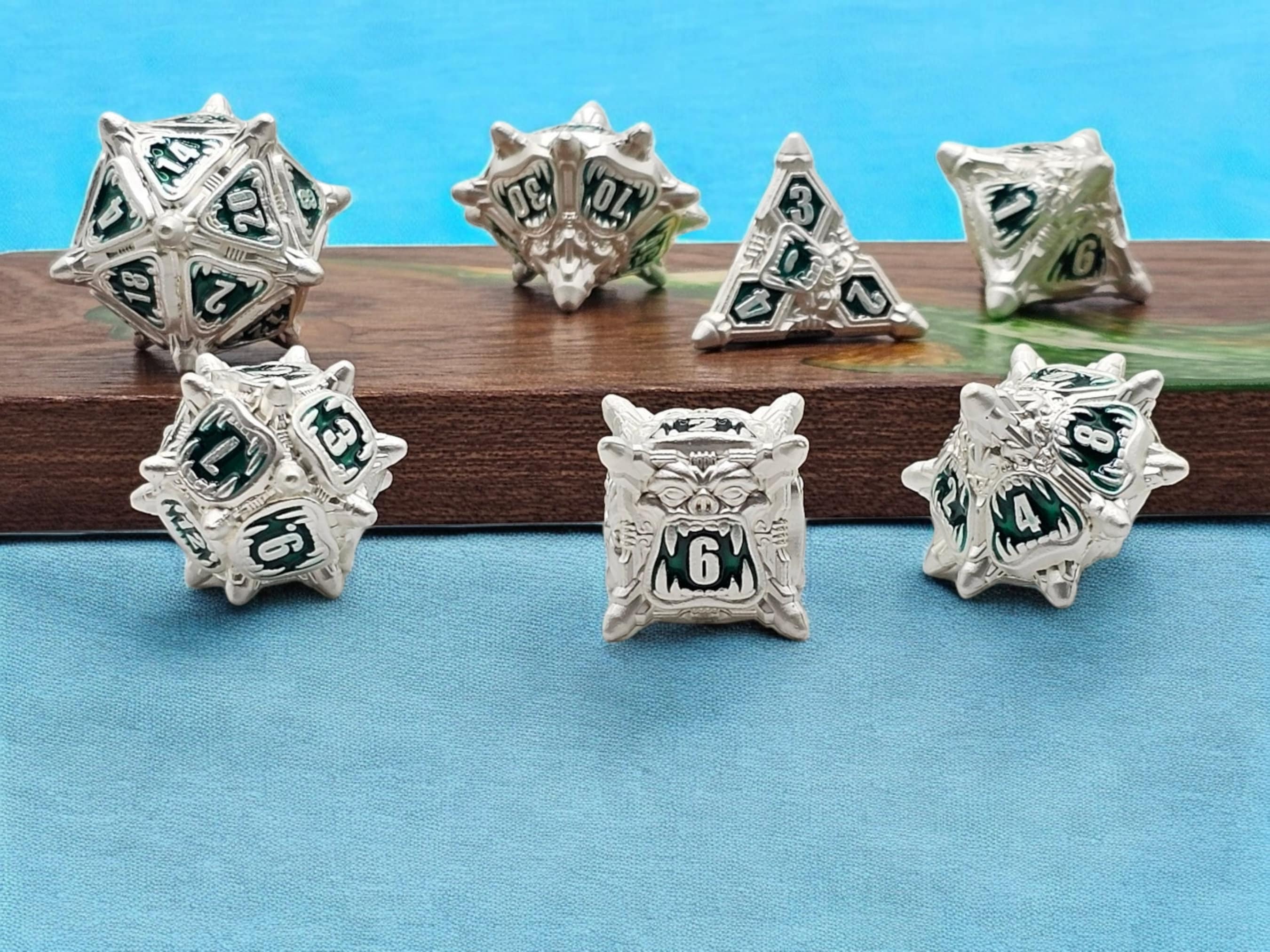 Oni Metal Dice Set – 7-Piece Demon-Inspired RPG Dice