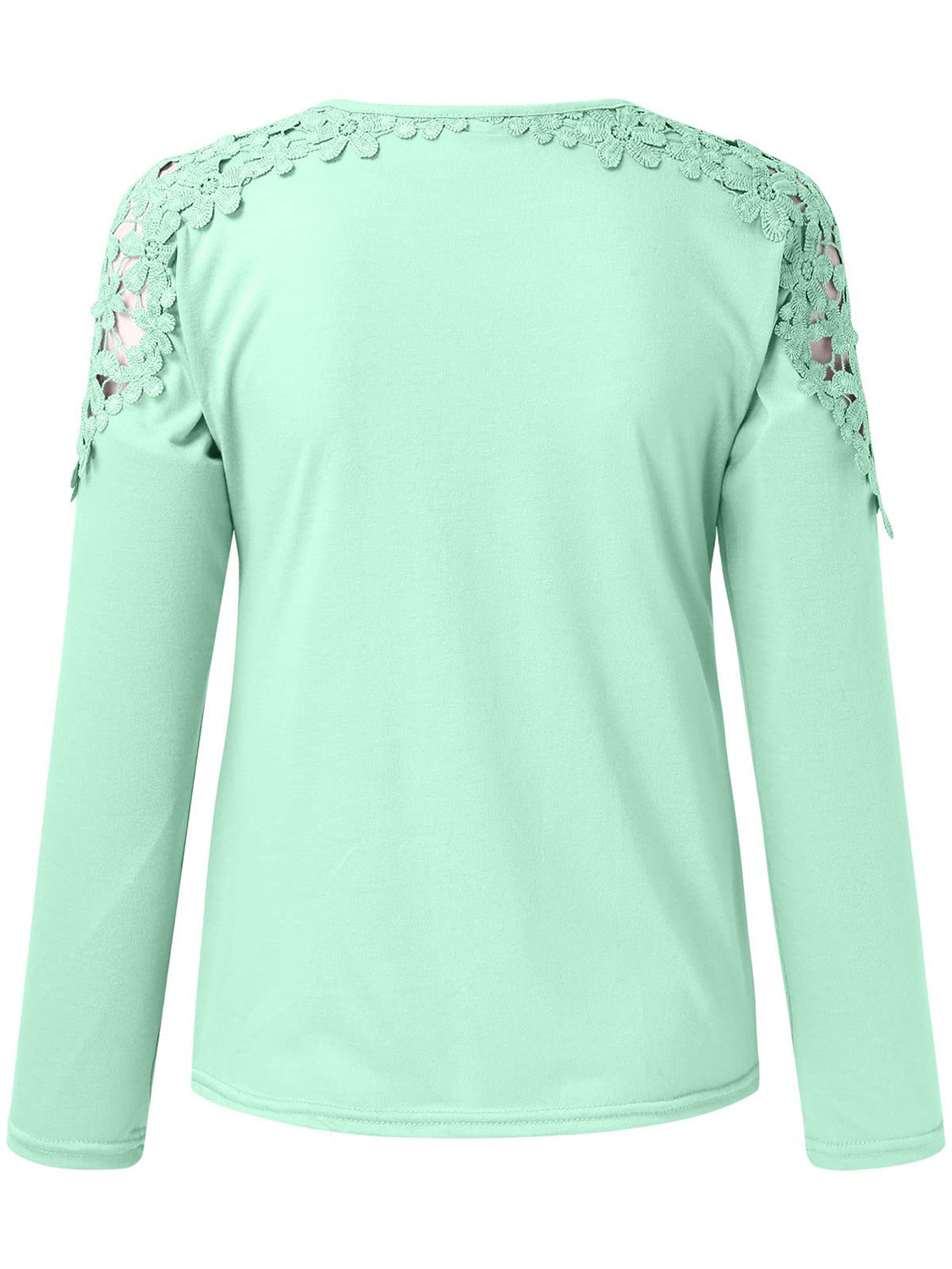 Women's Grey Long Sleeve T-Shirt with Delicate Floral Lace Detail - Image 17