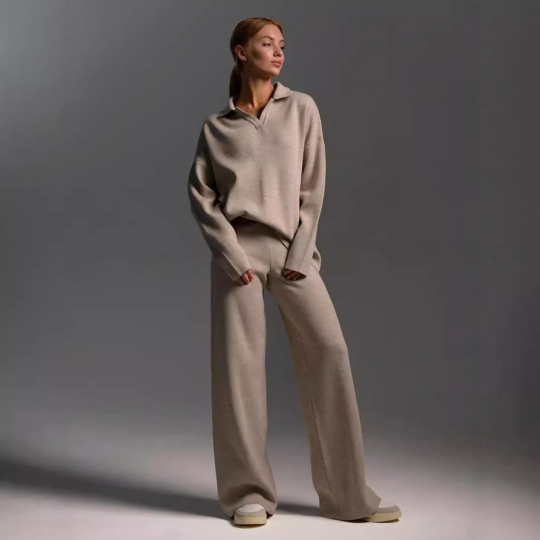 Women’s Two-Piece Set Loose Collar Sweater and Coordinating Pants - Image 12