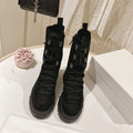 Women's Mid-Calf Lace-Up Suede Combat Boots Anti-Slip Sole - Image 3