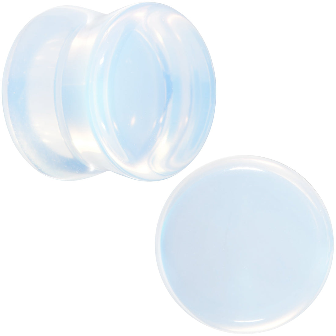 White Opalite Double Flare Plugs - Rainbow Stone Ear Gauges Set