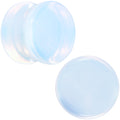 White Opalite Double Flare Plugs - Rainbow Stone Ear Gauges Set