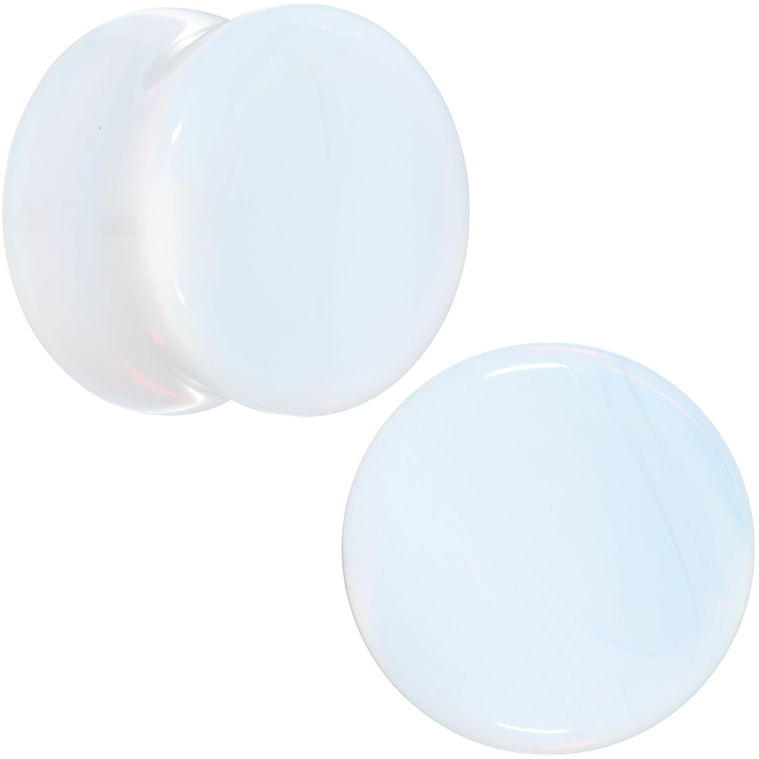 White Opalite Double Flare Plugs - Rainbow Stone Ear Gauges Set
