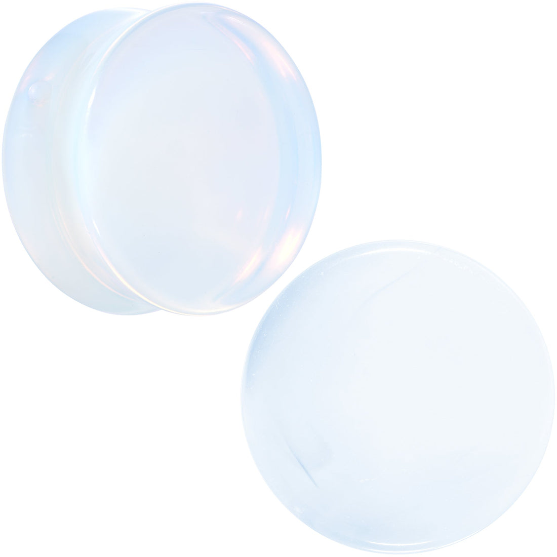 White Opalite Double Flare Plugs - Rainbow Stone Ear Gauges Set