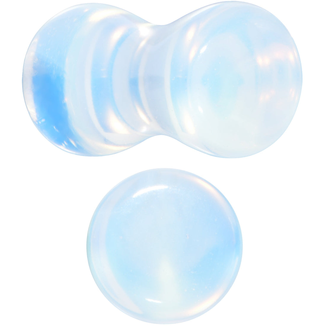 White Opalite Double Flare Plugs - Rainbow Stone Ear Gauges Set