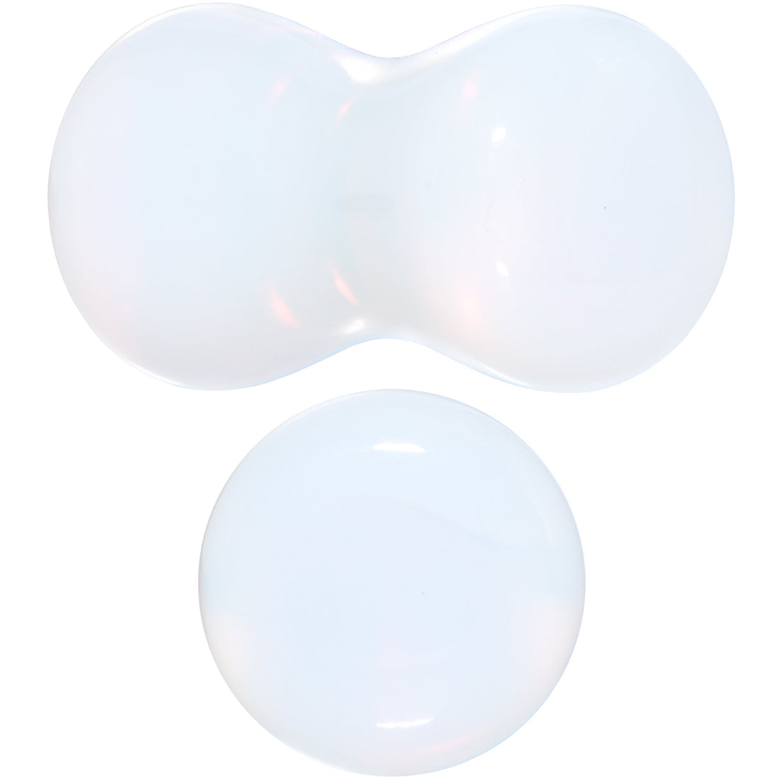 White Opalite Double Flare Plugs - Rainbow Stone Ear Gauges Set