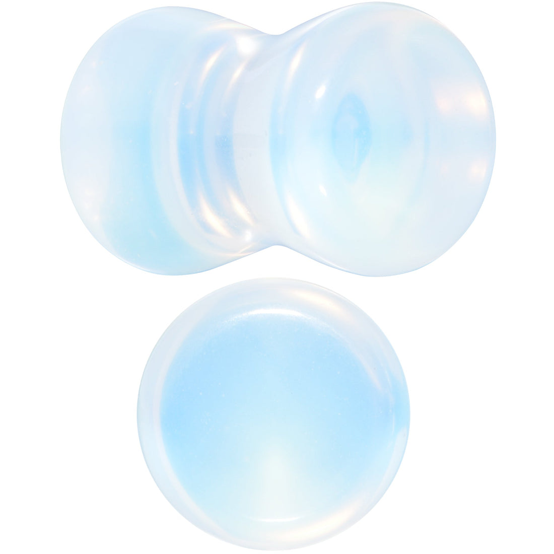 White Opalite Double Flare Plugs - Rainbow Stone Ear Gauges Set