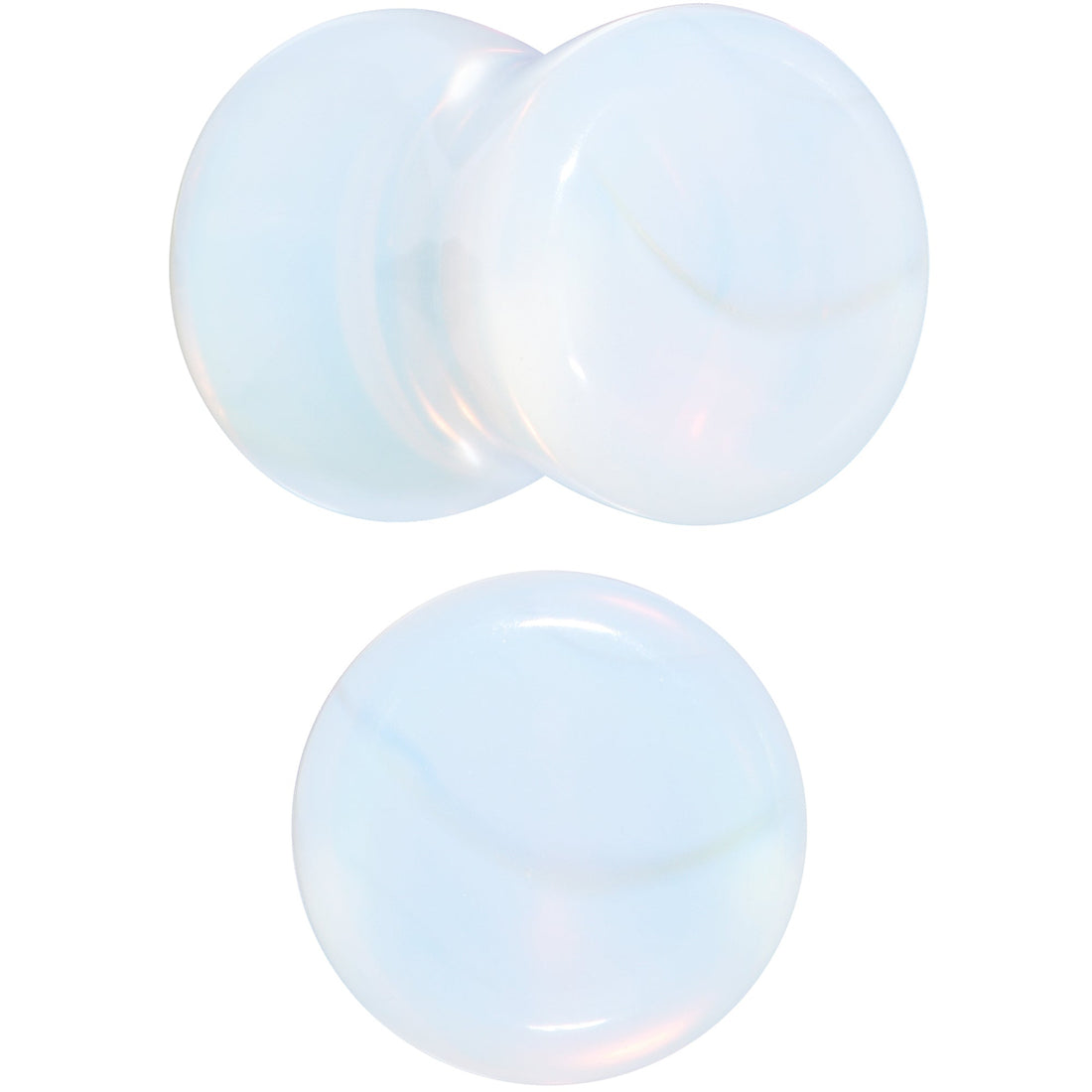 White Opalite Double Flare Plugs - Rainbow Stone Ear Gauges Set