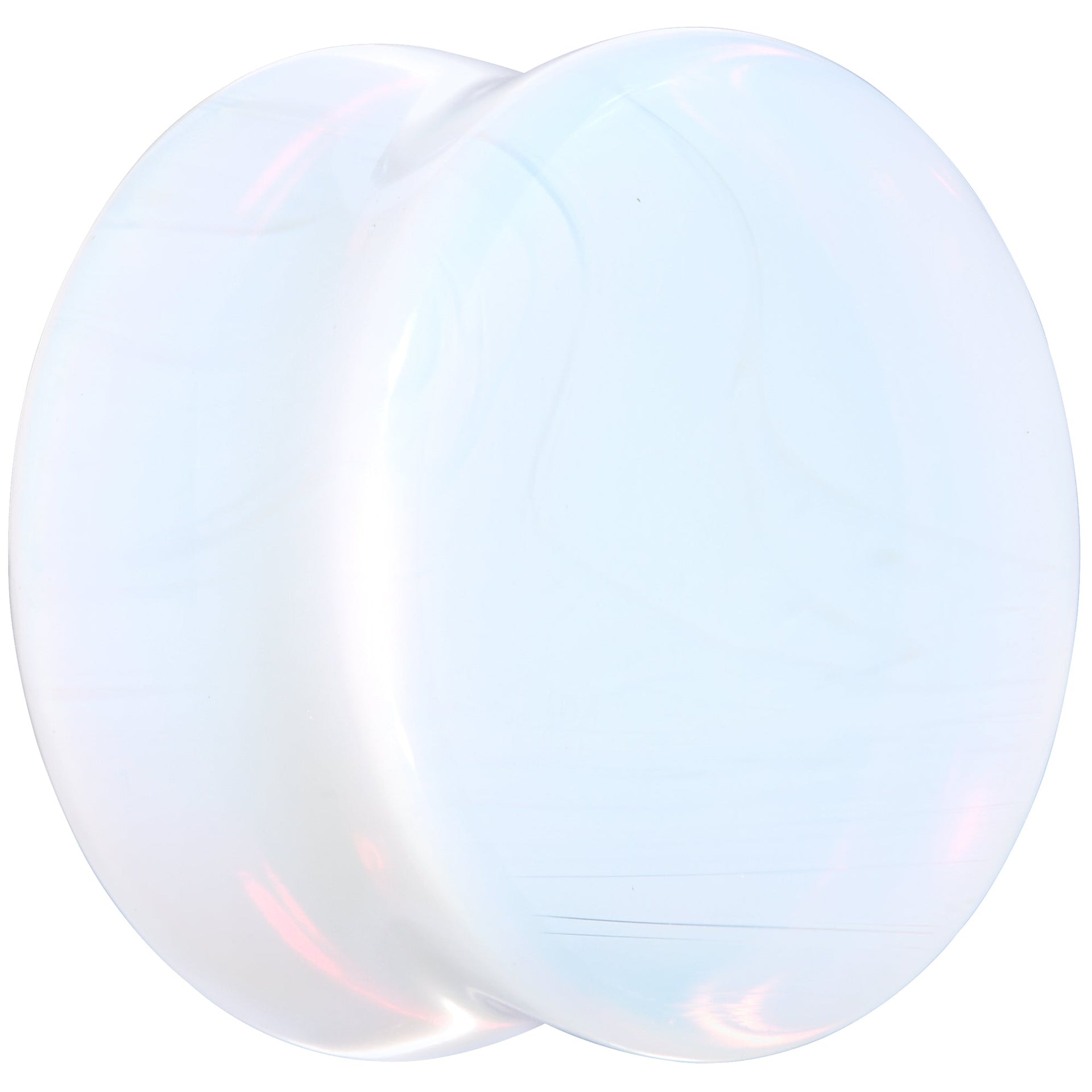 White Opalite Double Flare Plugs - Rainbow Stone Ear Gauges Set