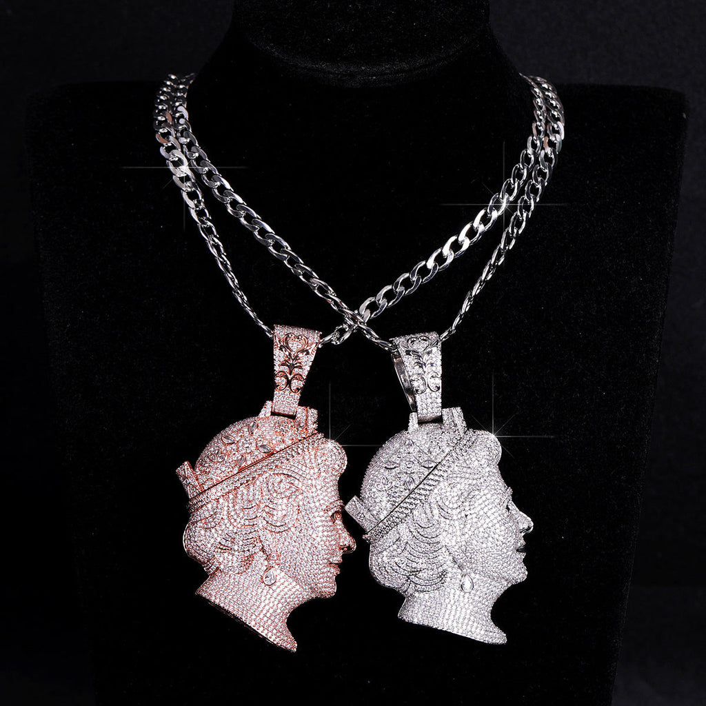Hip-Hop Double-Sided Three-Dimensional Queen Necklace