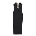 Elegant Summer Sexy V-Neck Bodycon Dress with Rhinestones