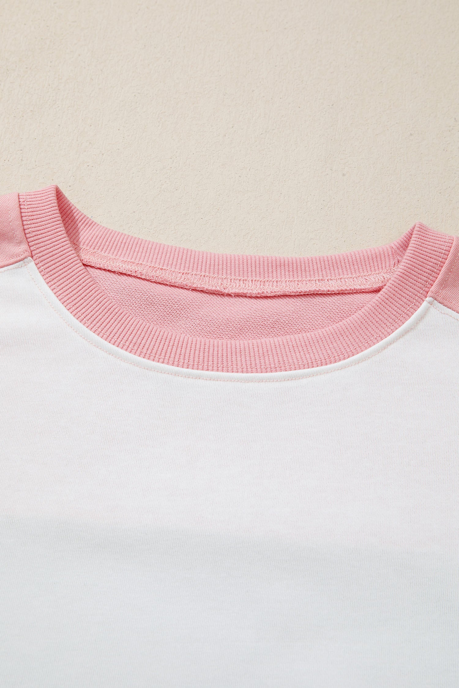 Colorblock Patchwork Knit Lounge Set in Pink and Cream