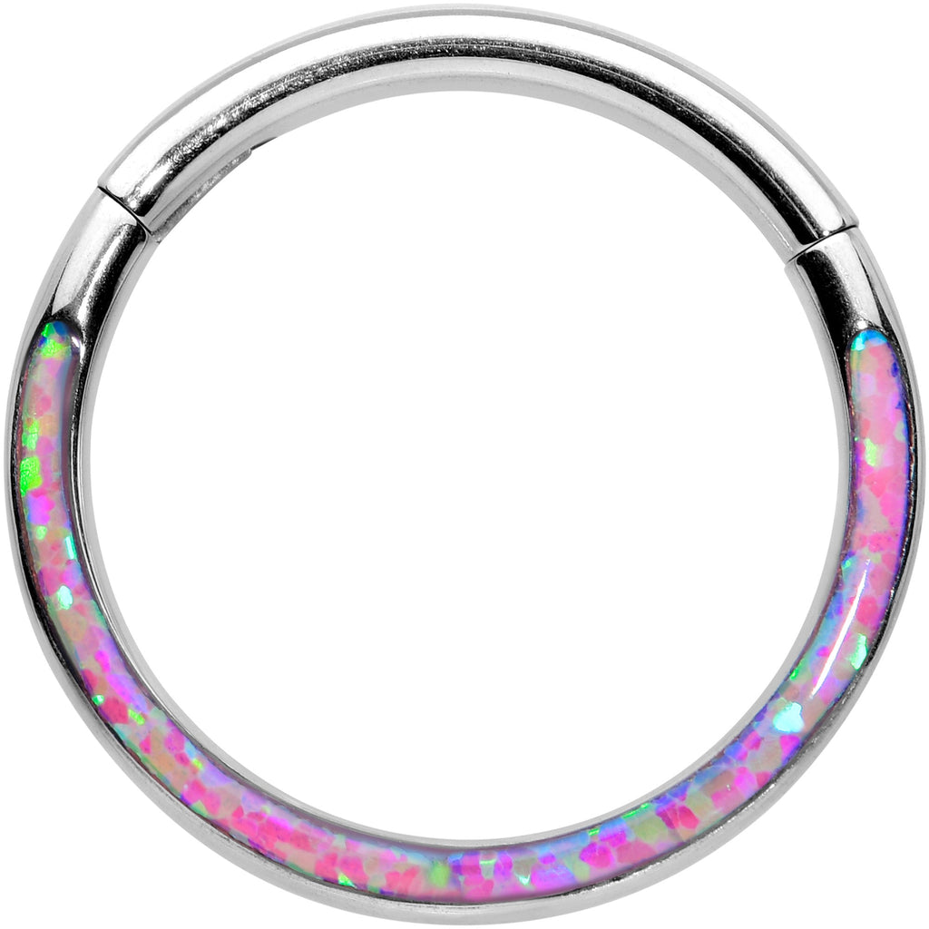16G 3/8 Purple Synthetic Opal Wider Curve Hinged Segment Ring