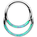 16G 5/16 Blue Synthetic Opal Double Row Hinged Segment Ring