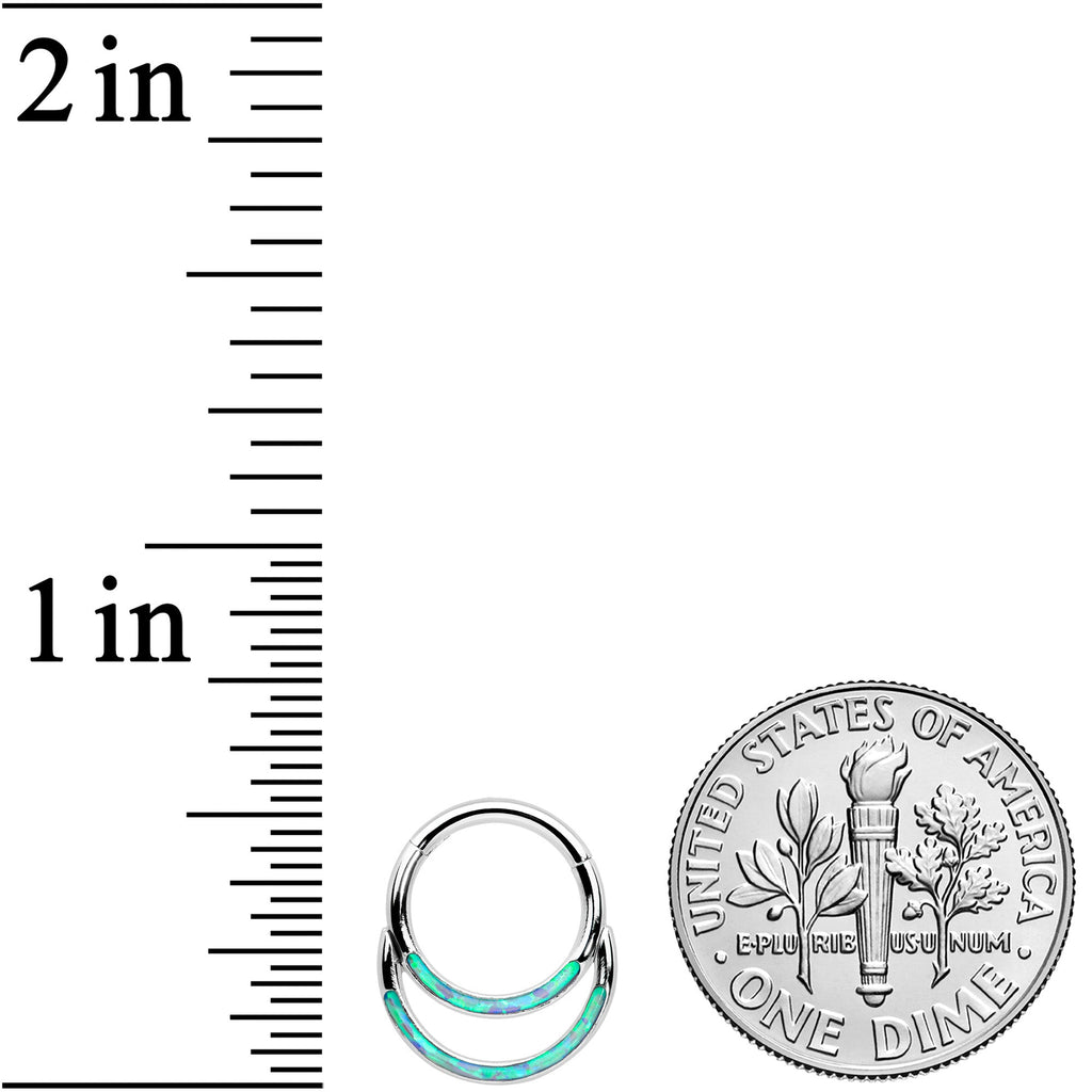 16G 5/16 Blue Synthetic Opal Double Row Hinged Segment Ring