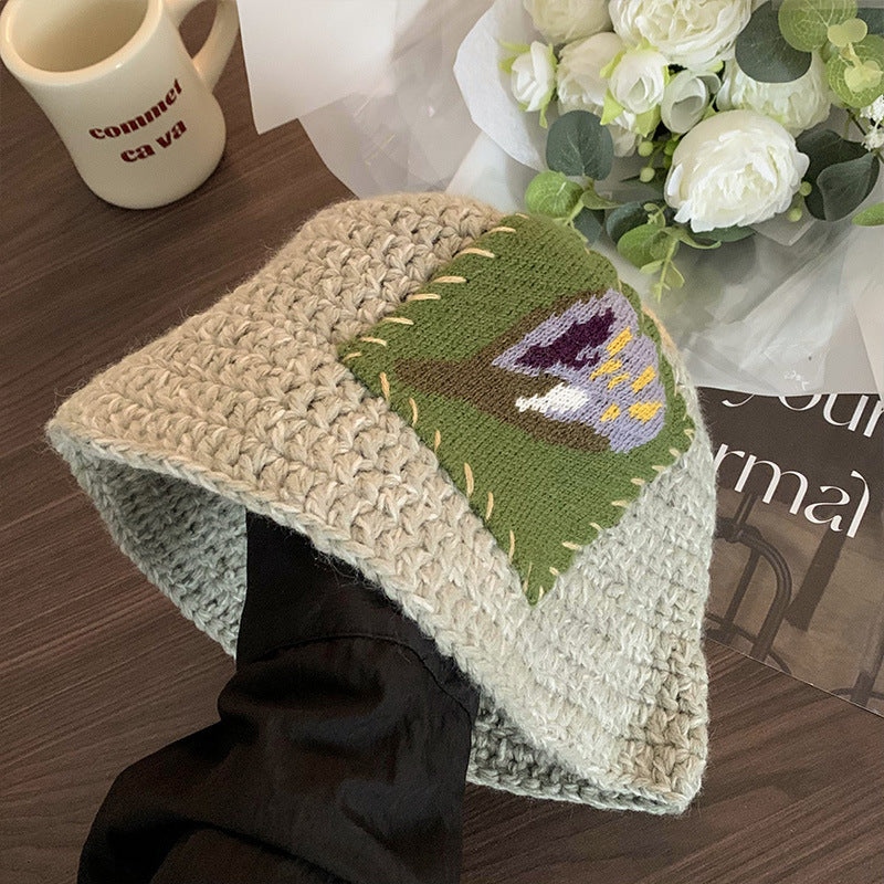 Tie-Dye Knitted Bucket Hat - Women’s Windproof Winter Cap