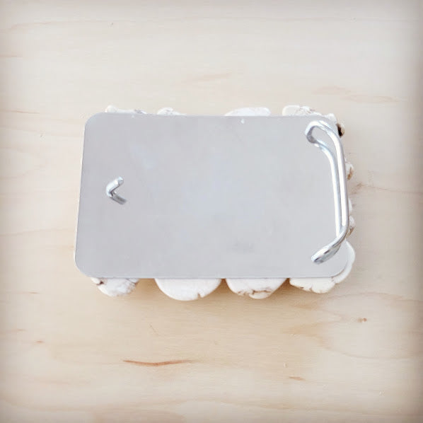 White Turquoise Slab Belt Buckle - Statement