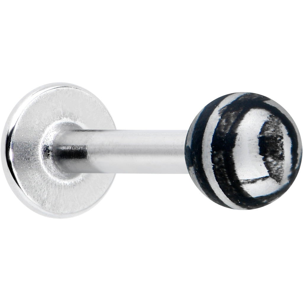 16G 5/16 Matte Grey Zebra Stripe Labret Monroe Tragus