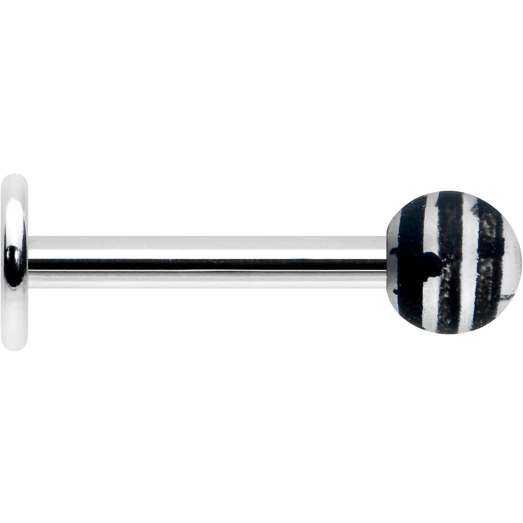 16G 5/16 Matte Grey Zebra Stripe Labret Monroe Tragus