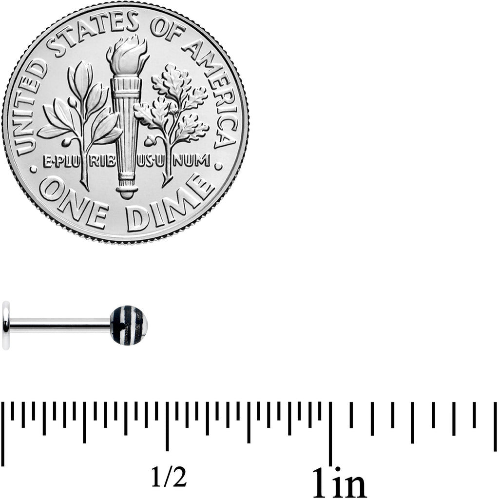 16G 5/16 Matte Grey Zebra Stripe Labret Monroe Tragus