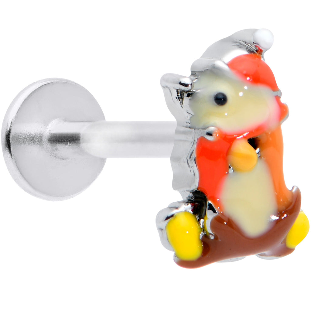 Winter Hedgehog Labret Monroe Tragus Ring 16 Gauge