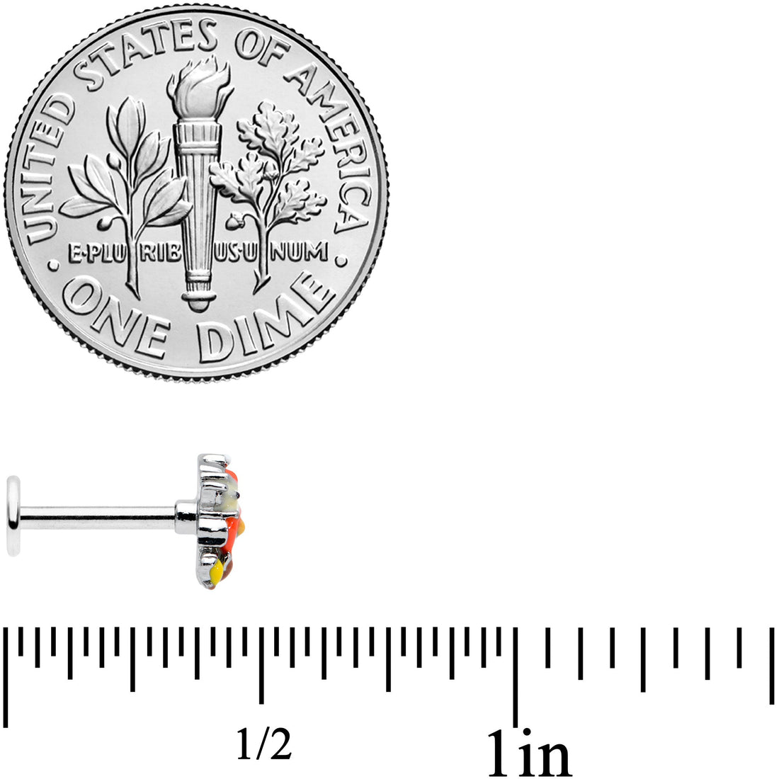 Winter Hedgehog Labret Monroe Tragus Ring 16 Gauge
