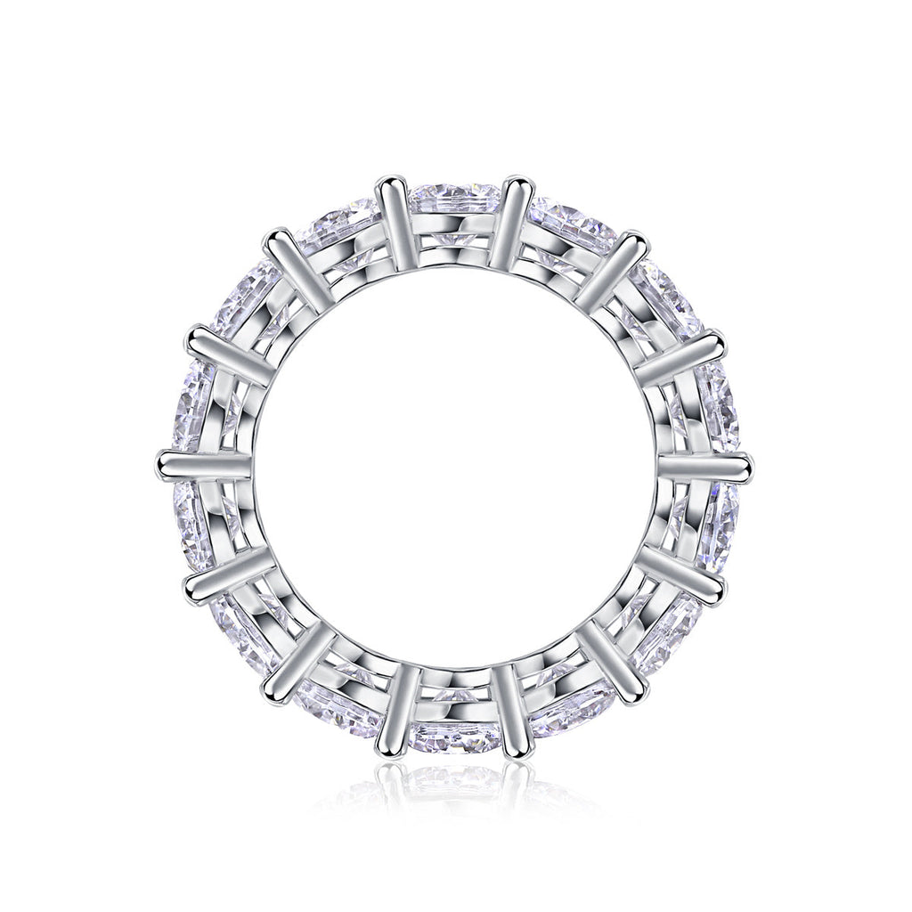 S925 Silver 3.5g Platinum Plated Moissanite Eternity Ring, 5.0mm 13pcs D VVS1 Band, GRA Certified US 5-9