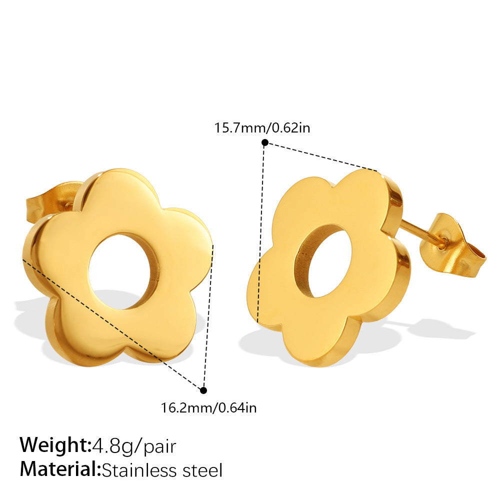 Fresh And Sweet, Versatile And Elegant, Smooth Surface Flower Stud Earrings For Women, Made Of Stainless Steel, Featuring A Unique And Niche Style, Suitable For Daily Wear.