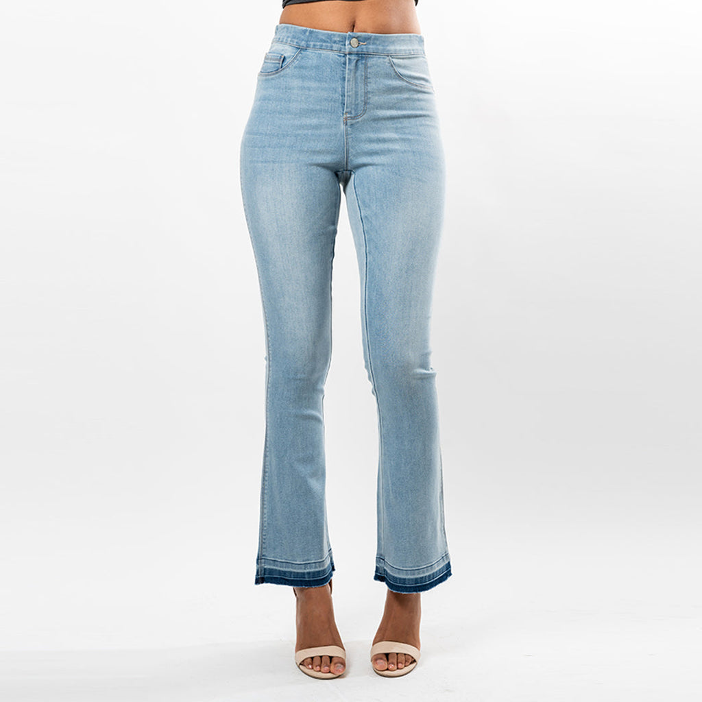 Women's Bootcut Jeans with Adjustable Waist and Undone Hem - Image 10