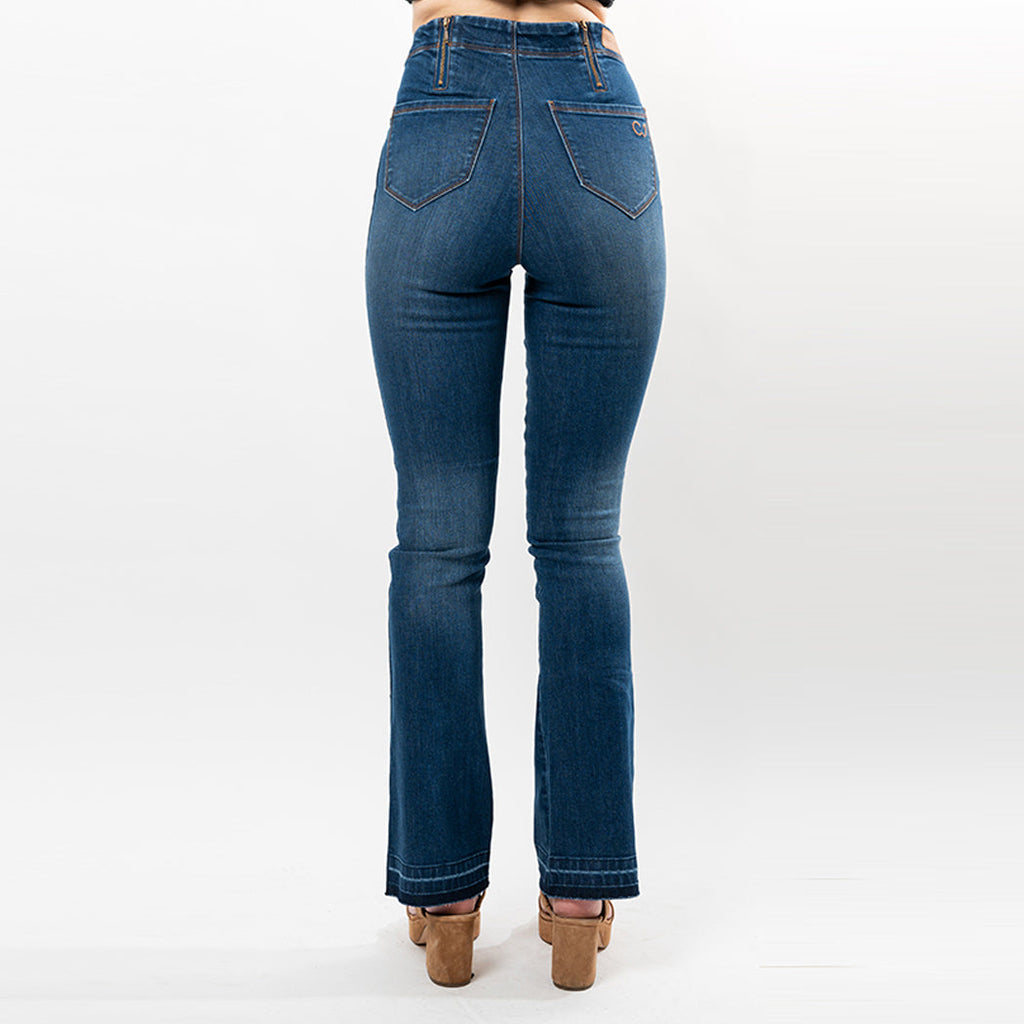 Women's Bootcut Jeans with Adjustable Waist and Undone Hem - Image 5