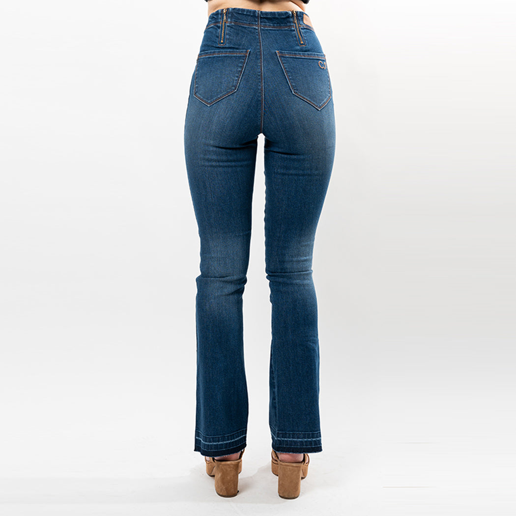 Women's Bootcut Jeans with Adjustable Waist and Undone Hem - Image 5