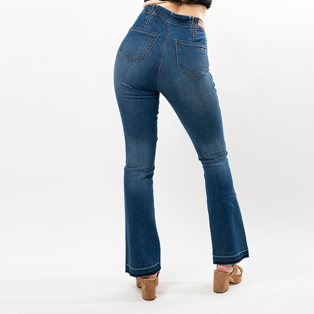 Women's Bootcut Jeans with Adjustable Waist and Undone Hem - Image 6