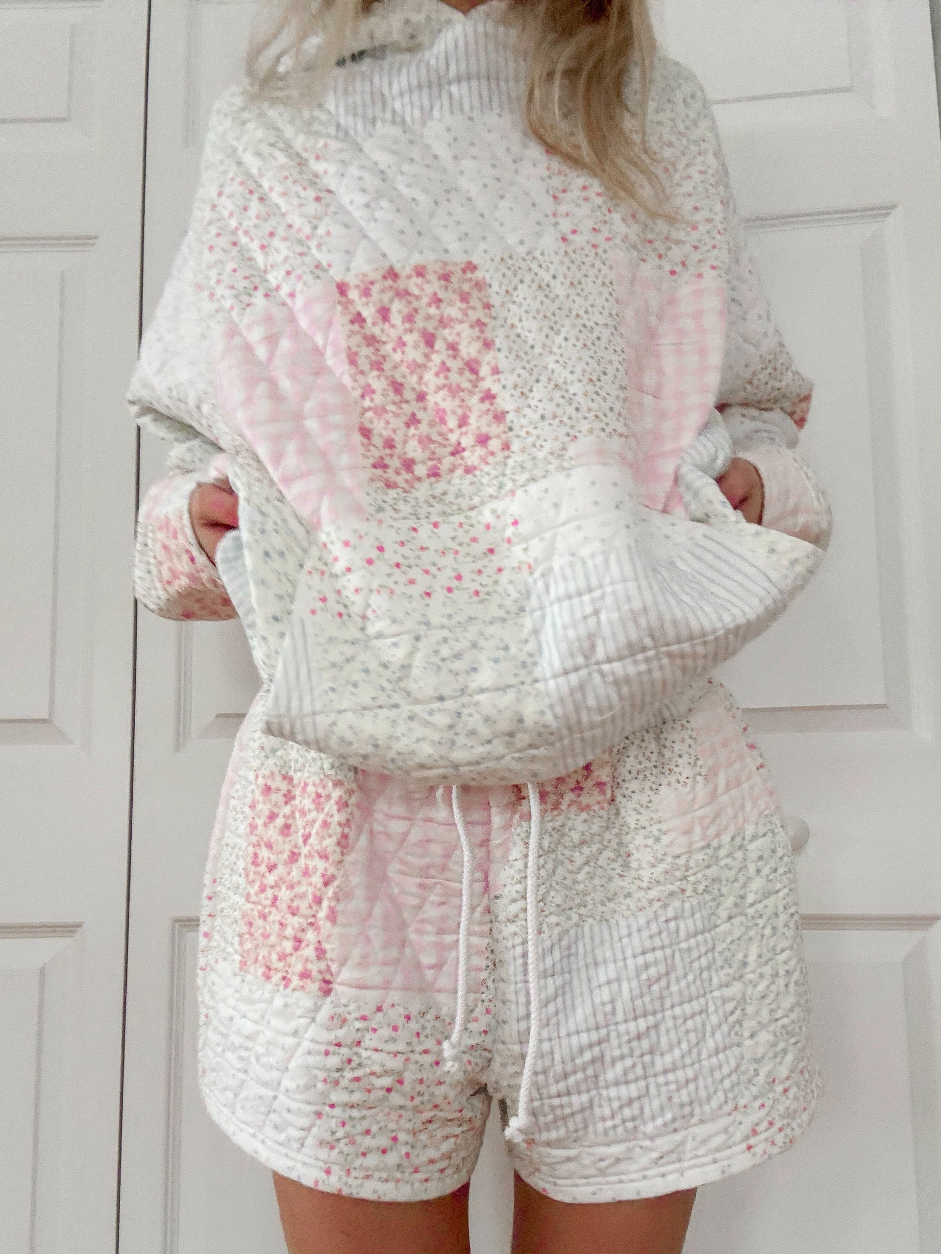 Quilted Pastel Shorts - Cotton Patchwork Cottagecore Lounge