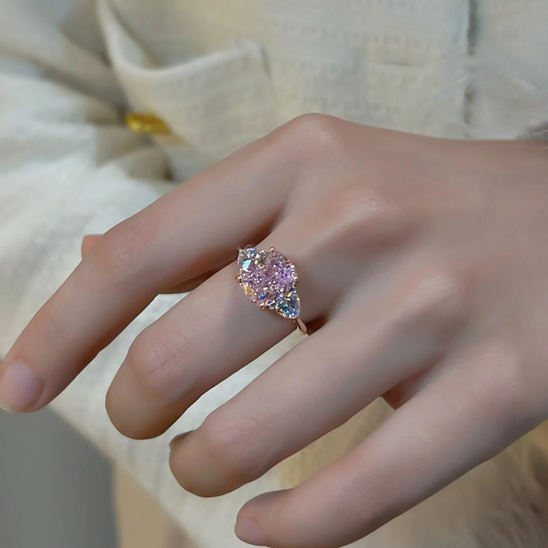 Dazzling Fire-Color Starry-Cut Zircon Elegant Minimalist Open-End Ring For Women