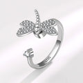 Rotating Zircon Dragonfly Design Ring Ins