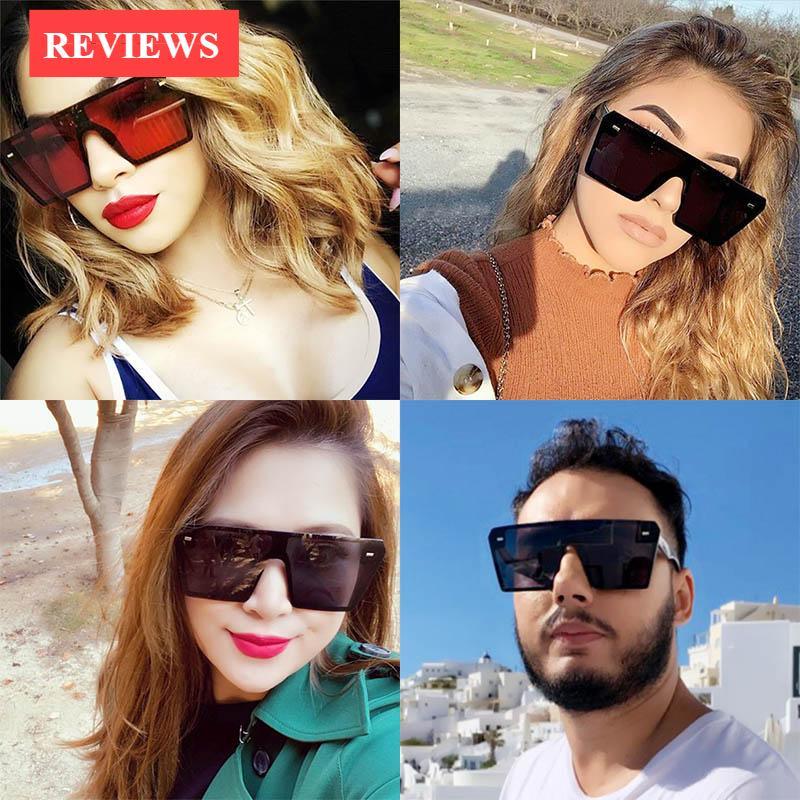 Oversized Square Gradient Sunglasses with UV400 Protection