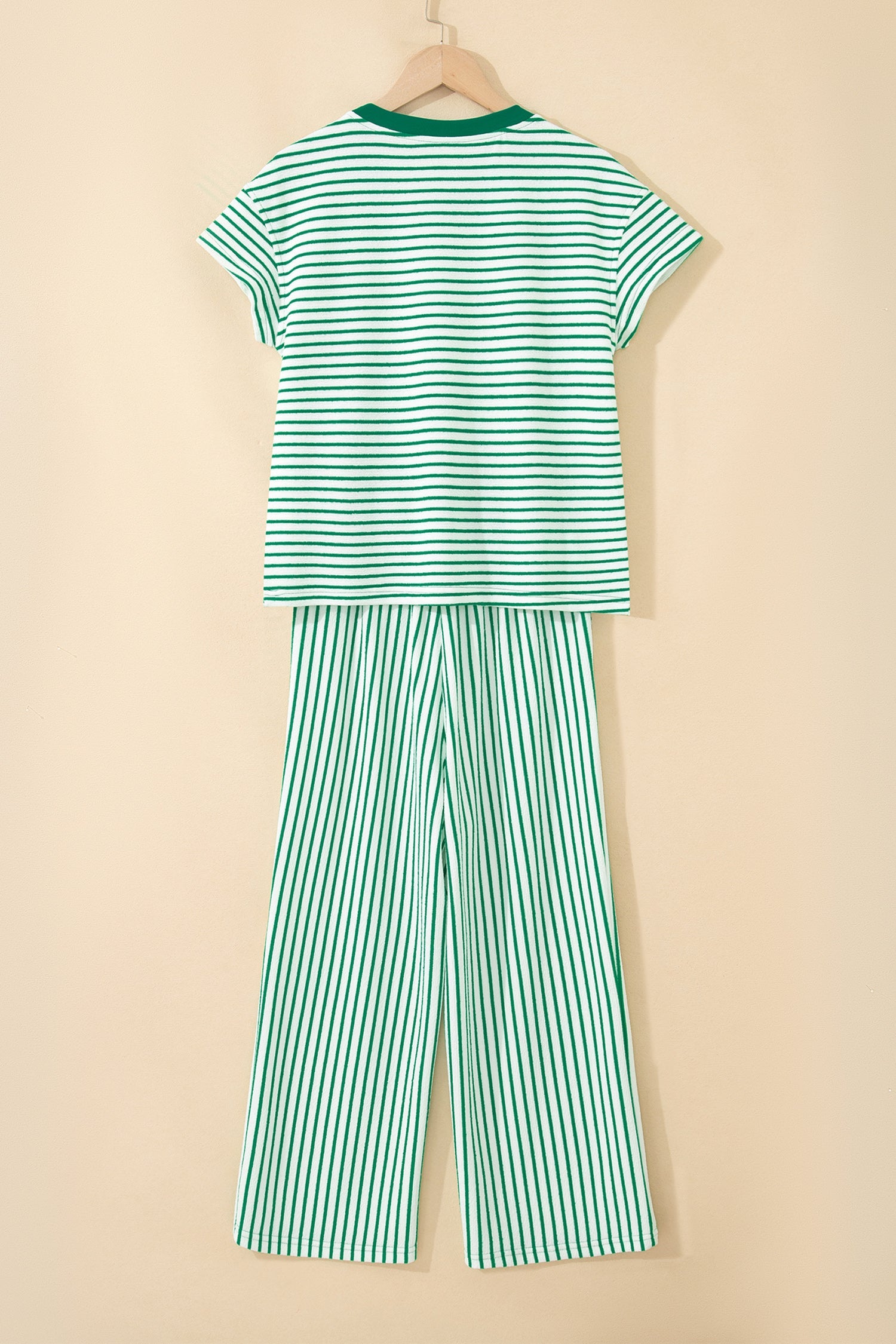 Tilly Stripe Tee & Pants Set - Green & White Casual Loungewear
