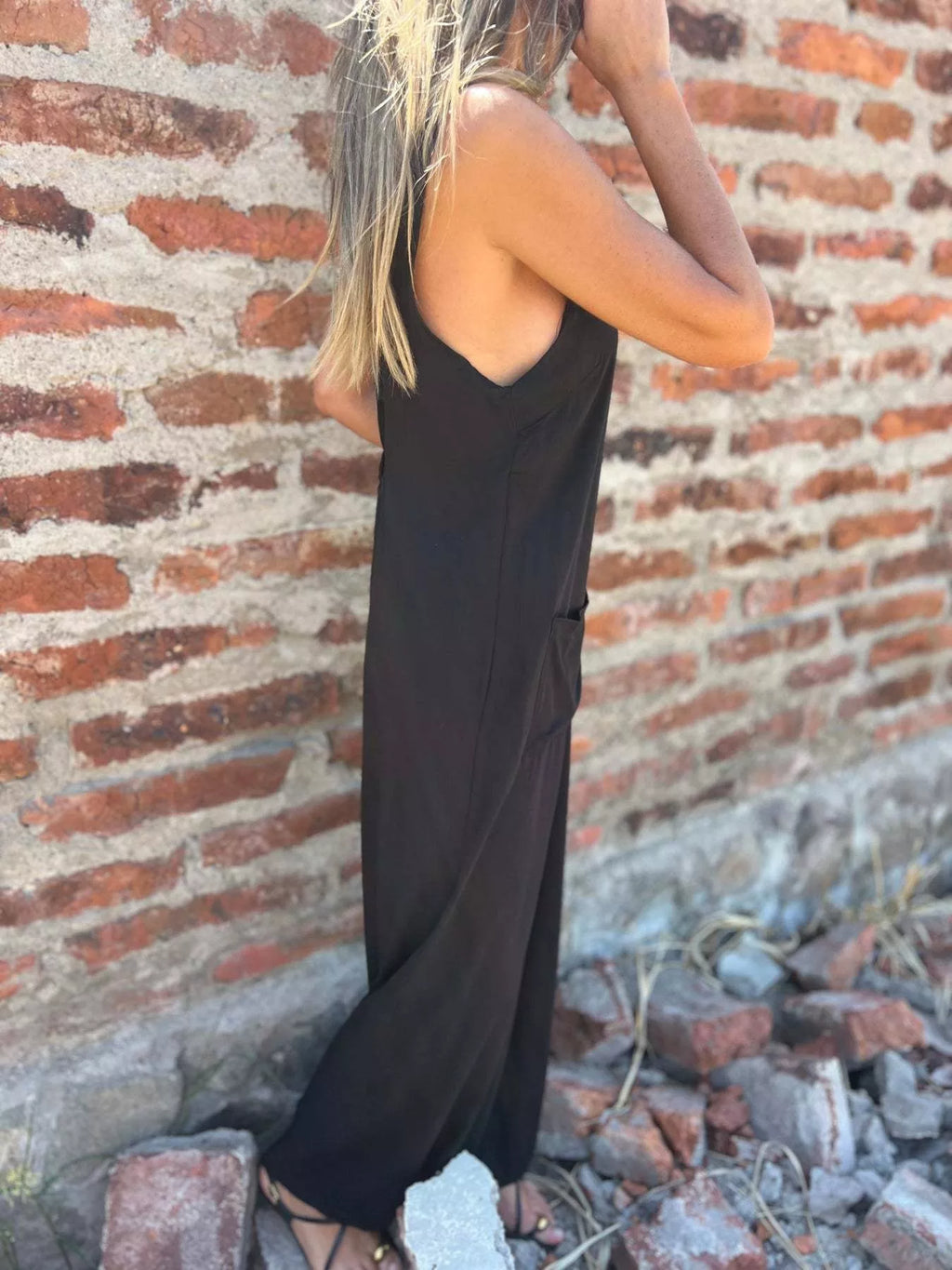 Full Size Button-Front Wide Leg Jumpsuit Plus Size