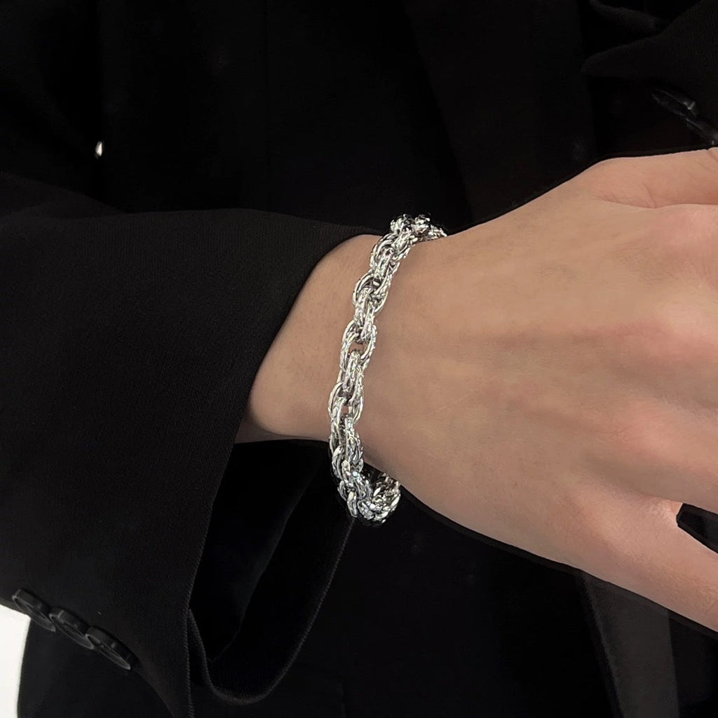 Minimalist Braided Twist Titanium Steel Bracelet for Men & Women