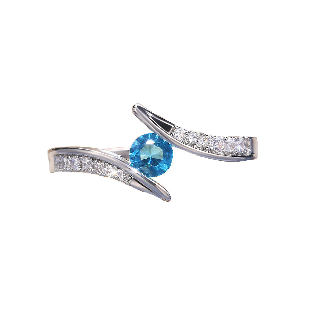 Minimalist Round Zircon Geometric Ring in Silver Finish