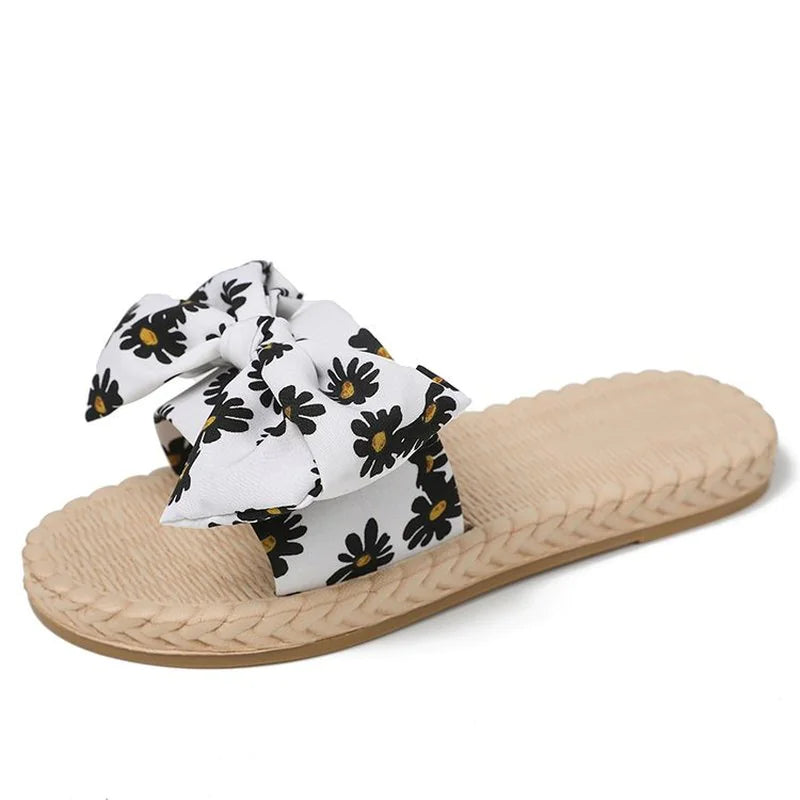 Women's Floral Bow Slip-On Flat Beach Sandals - Image 26