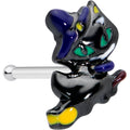 20G Witch Flying Cat nose bone jewelry with multi-colored enamel on a polished stainless steel post