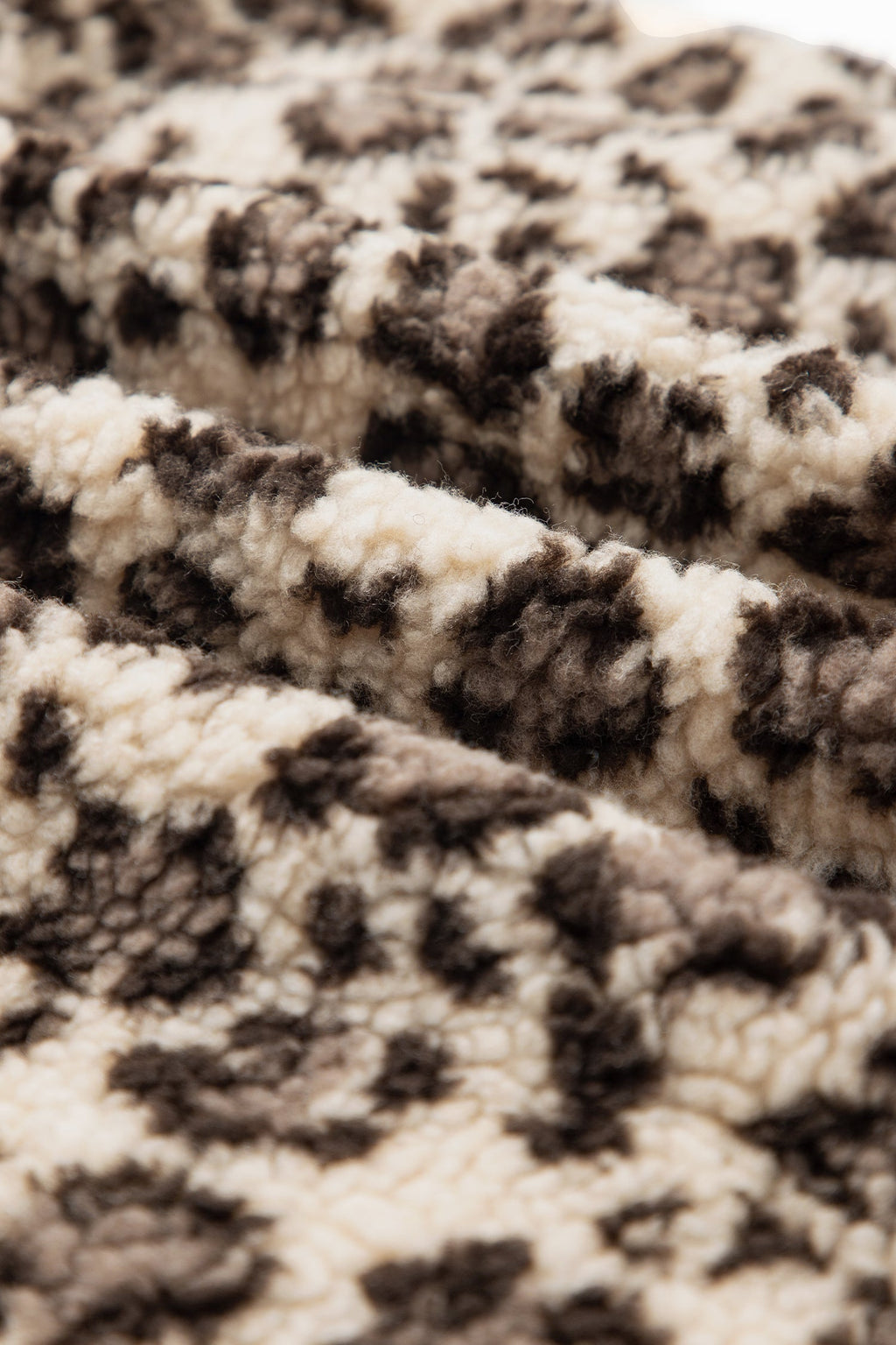 Leopard Fleece Contrast Trim Half Zip Sweatshirt