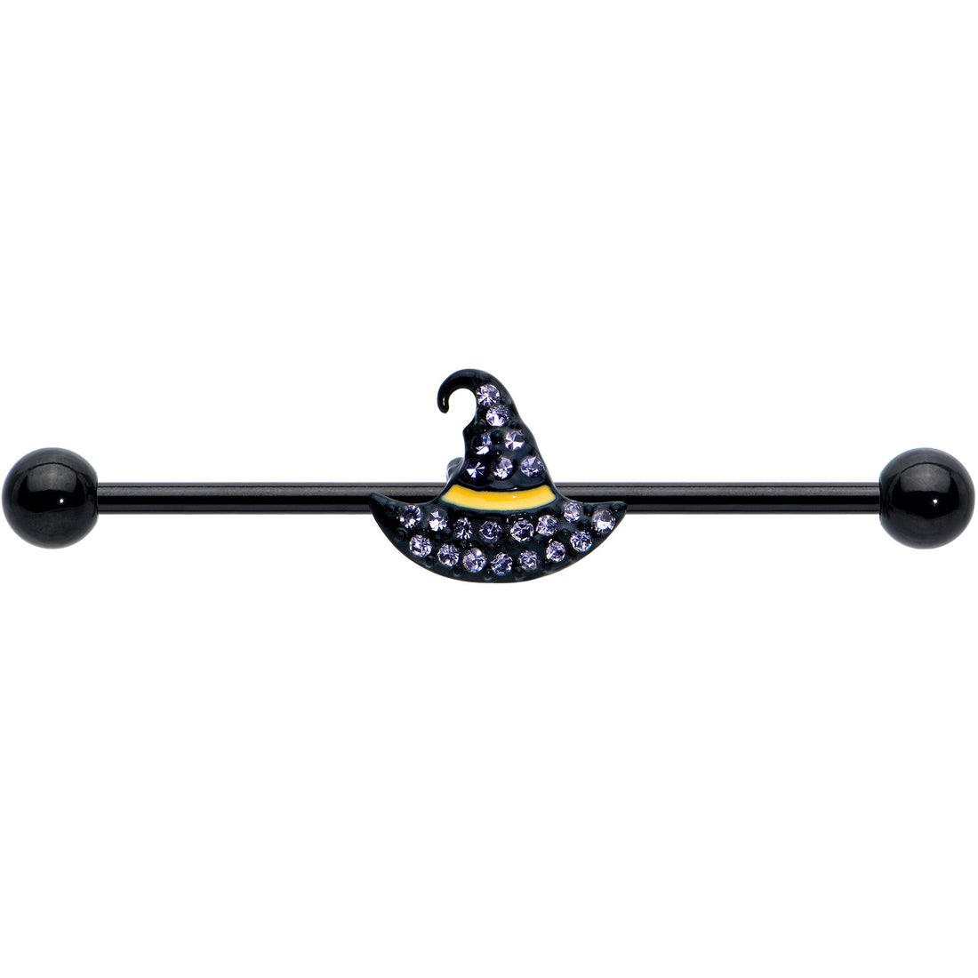 Witch Hat Industrial Barbell with Purple Gems for Halloween - Image 2