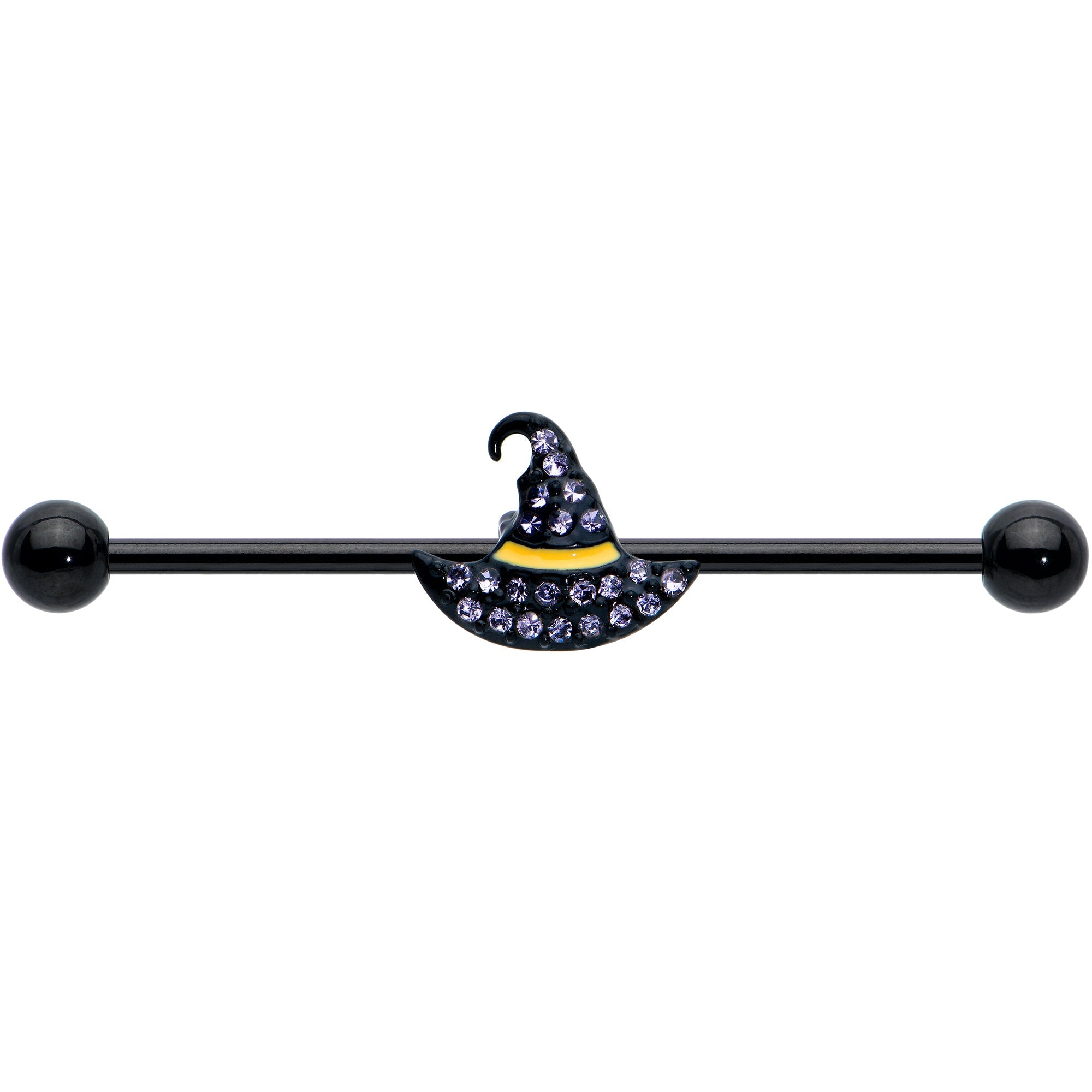 Witch Hat Industrial Barbell with Purple Gems for Halloween - Image 2