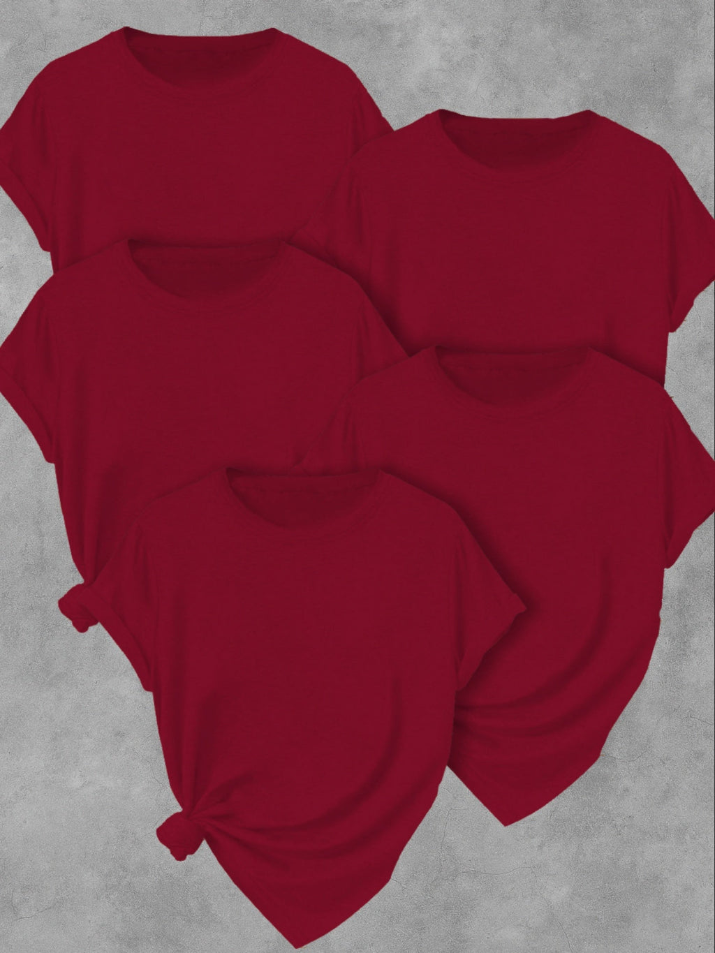 Womens 5 Pack Soft Stretch Casual Round Neck T-Shirts - Image 10
