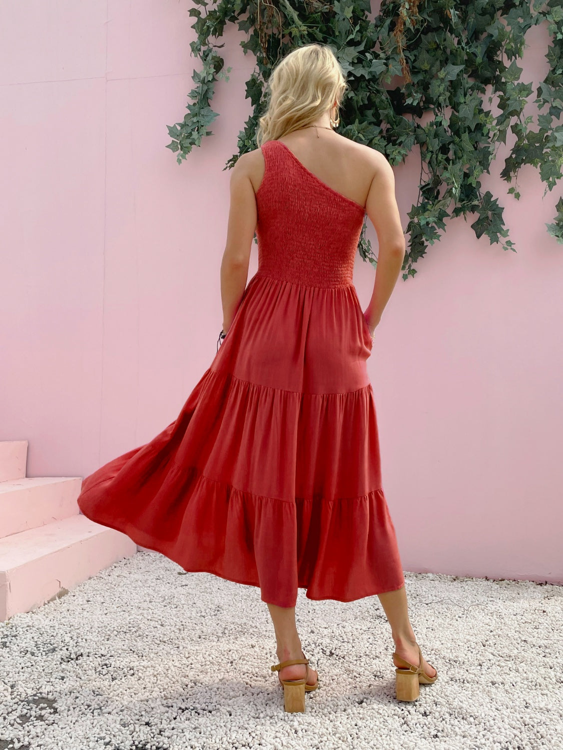 Smocked One-Shoulder Mini Dress: Sleeveless Summer Beach Dress