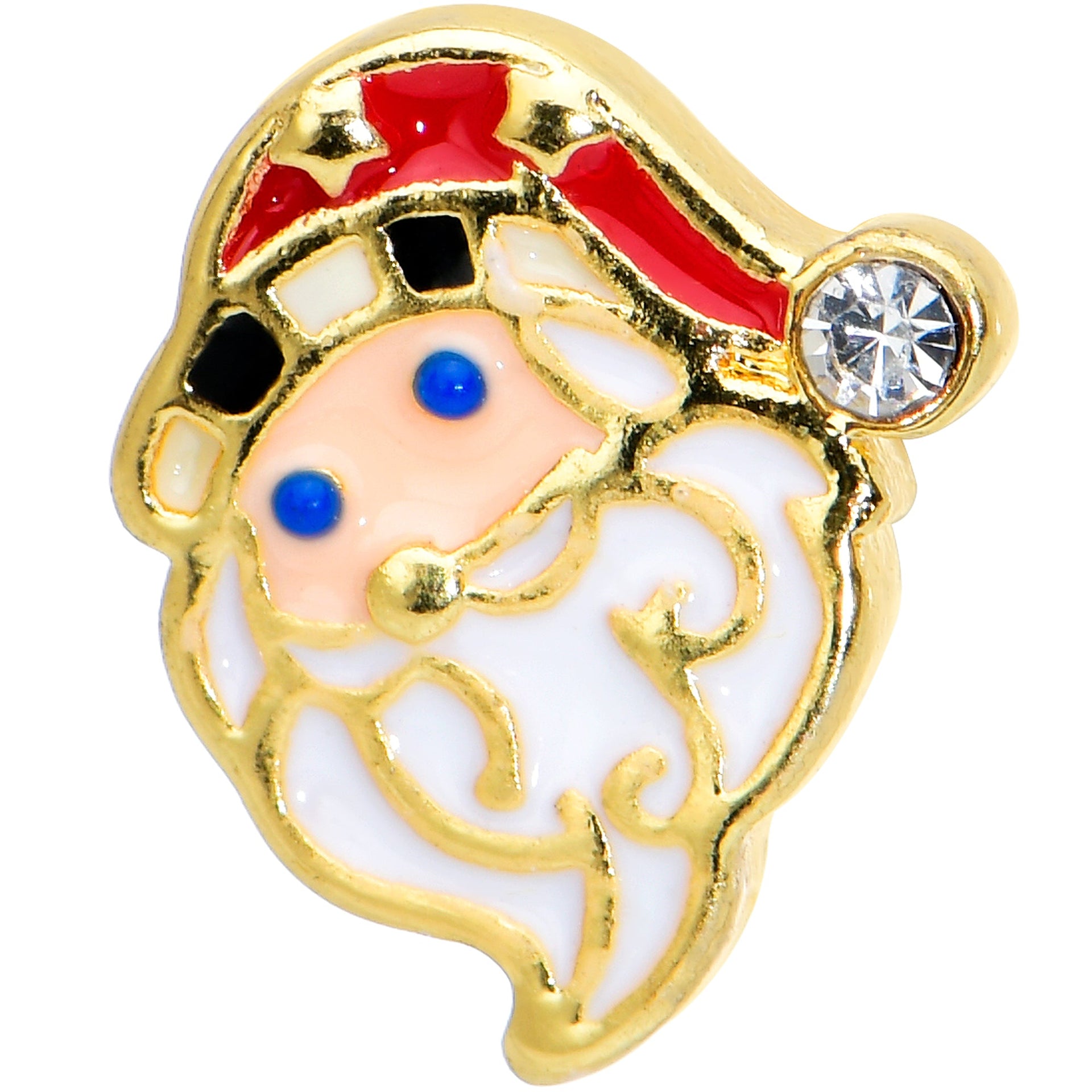 16G 1/4 Gold Tone Blue Eyed Santa Christmas Cartilage Tragus